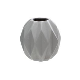 Vase géométrique gris, surface facettée, élégant et moderne, idéal pour une décoration min...