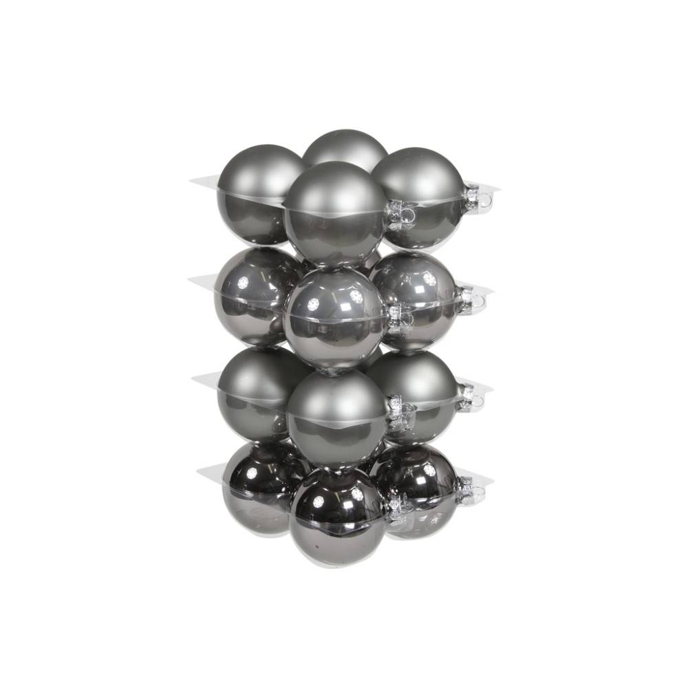 Boules de Noël "classic foggy" - gris | SAPINS.BE SRL