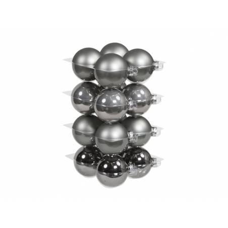 Boules de Noël "classic foggy" - gris | SAPINS.BE SRL