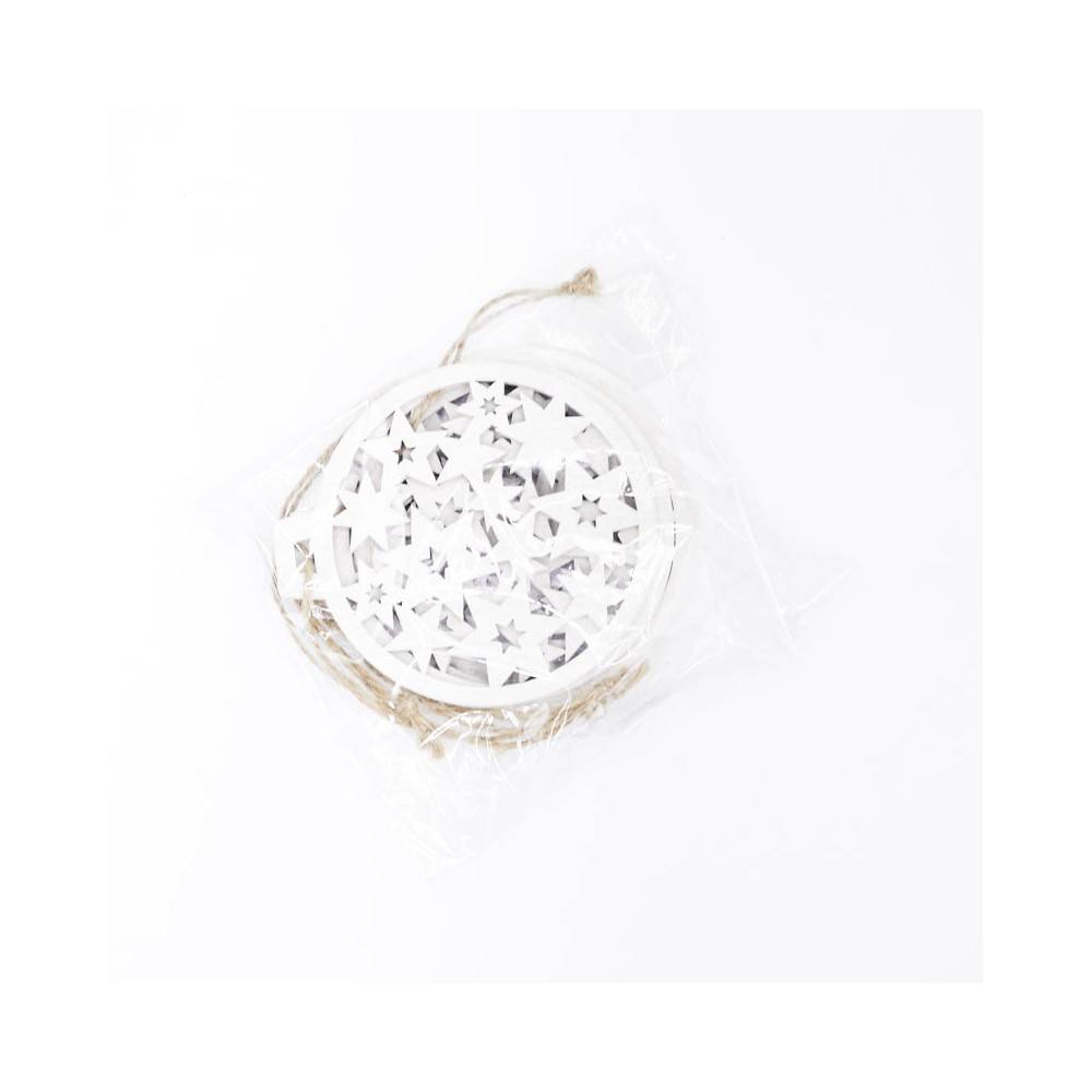 Lot de 4 suspensions en bois blanc en forme de boules Lot de 4 suspensions en bois blanc en forme de boules