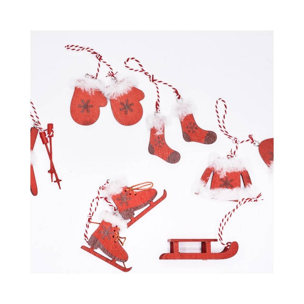 Lot de 6 miniatures en bois Rouge Lot de 6 miniatures en bois Rouge