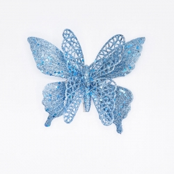 Papillon turquoise paillettes clip