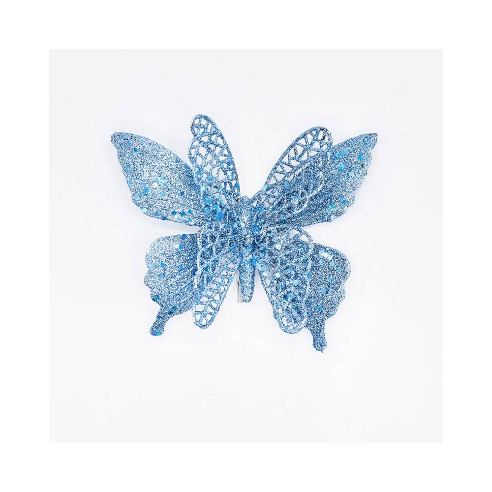 Papillon turquoise paillettes  clip