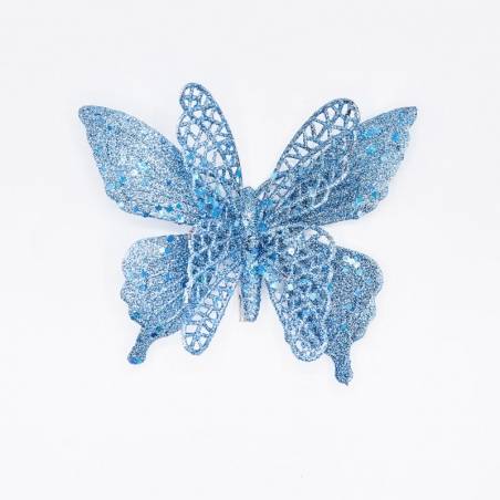 Papillon turquoise paillettes  clip