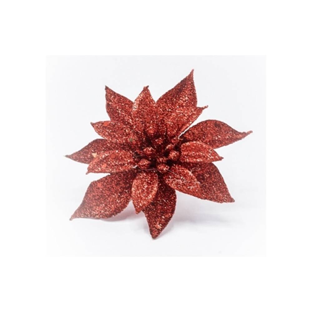 Fleur sur clip à paillettes rouge Fleur sur clip à paillettes rouge