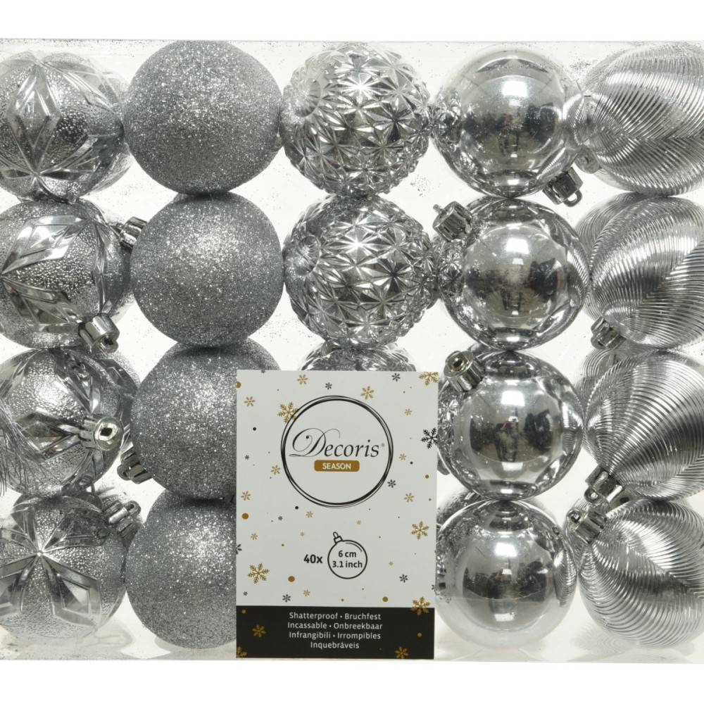 Boule de Noël Classic Argent plastique Medium Boule de Noël Classic Argent plastique Medium
