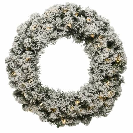 Snowy artificial wreath with lights - 1 Snowy artificial wreath with lights - 1