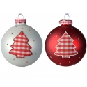 2 Boules verre motif sapin à carreaux