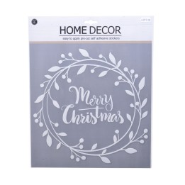 Autocollant décoratif blanc avec un message festif sur fond gris.