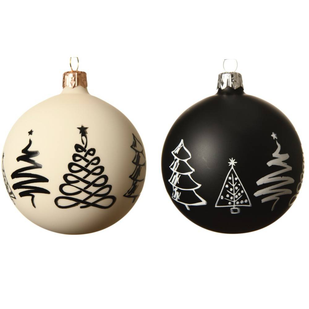 3x2 Boules de Noel Blanc Laine & Noir 3x2 Boules de Noel Blanc Laine & Noir