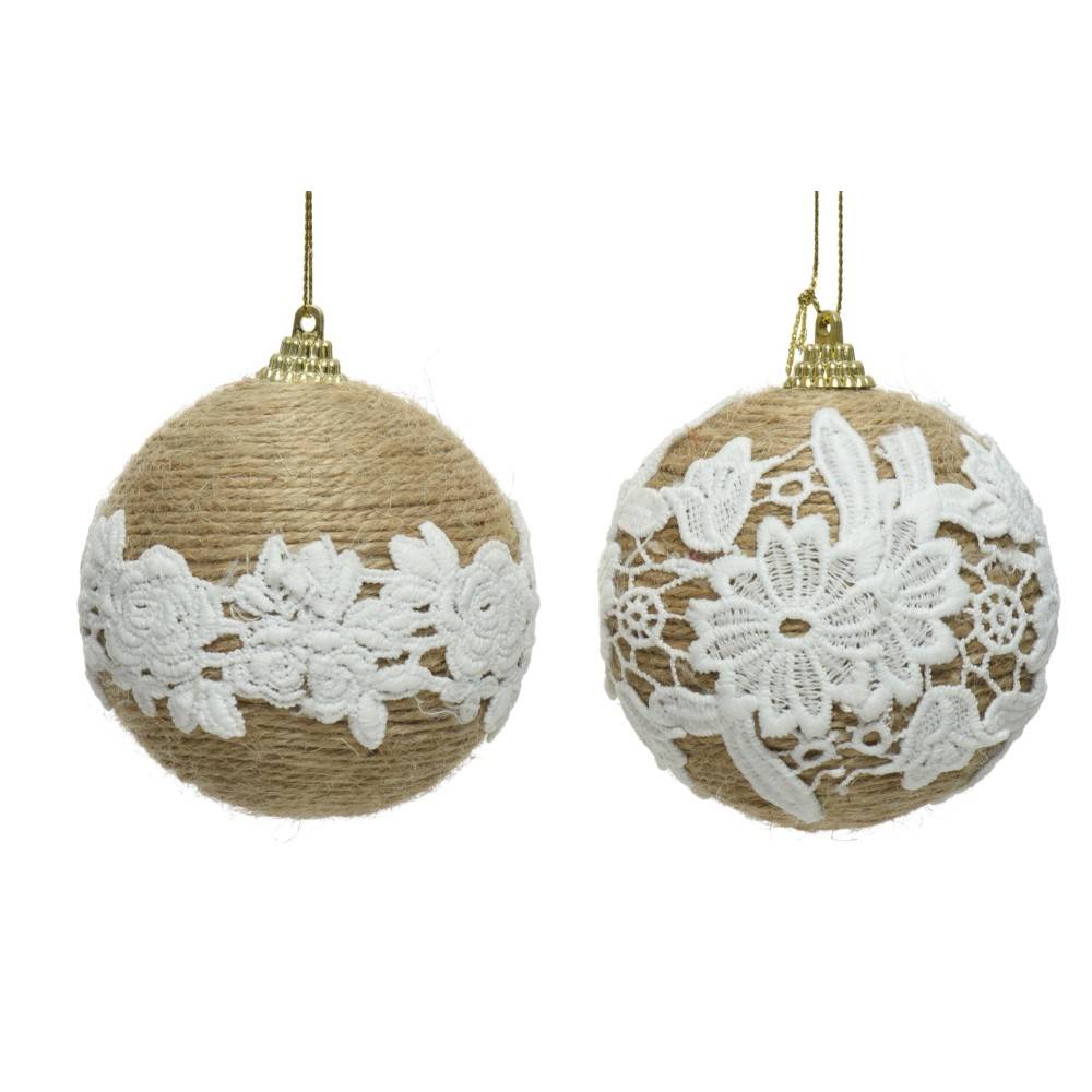 12 Boules de Noel à Jute & Dentelle 12 Boules de Noel à Jute & Dentelle