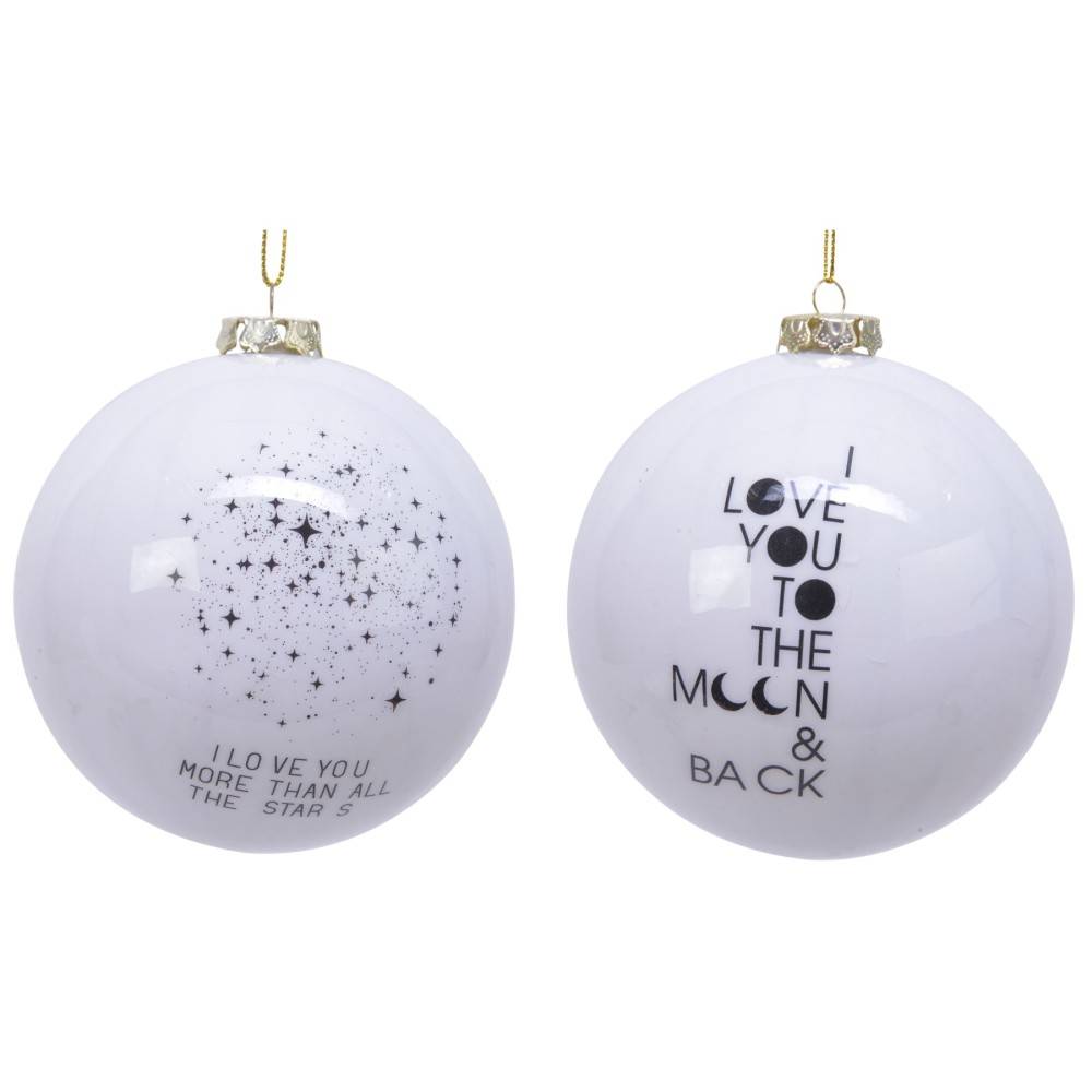 6x2 Boules de Noel blanche avec Dessin 6x2 Boules de Noel blanche avec Dessin