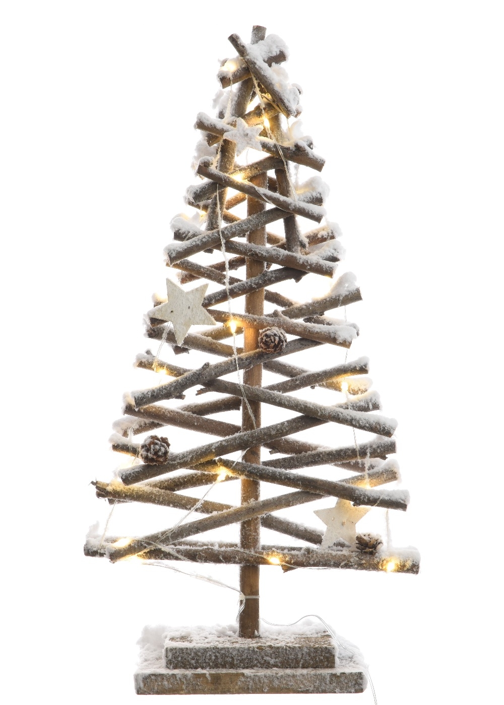 Arbre de Noël enneigé lumineux en rotin
