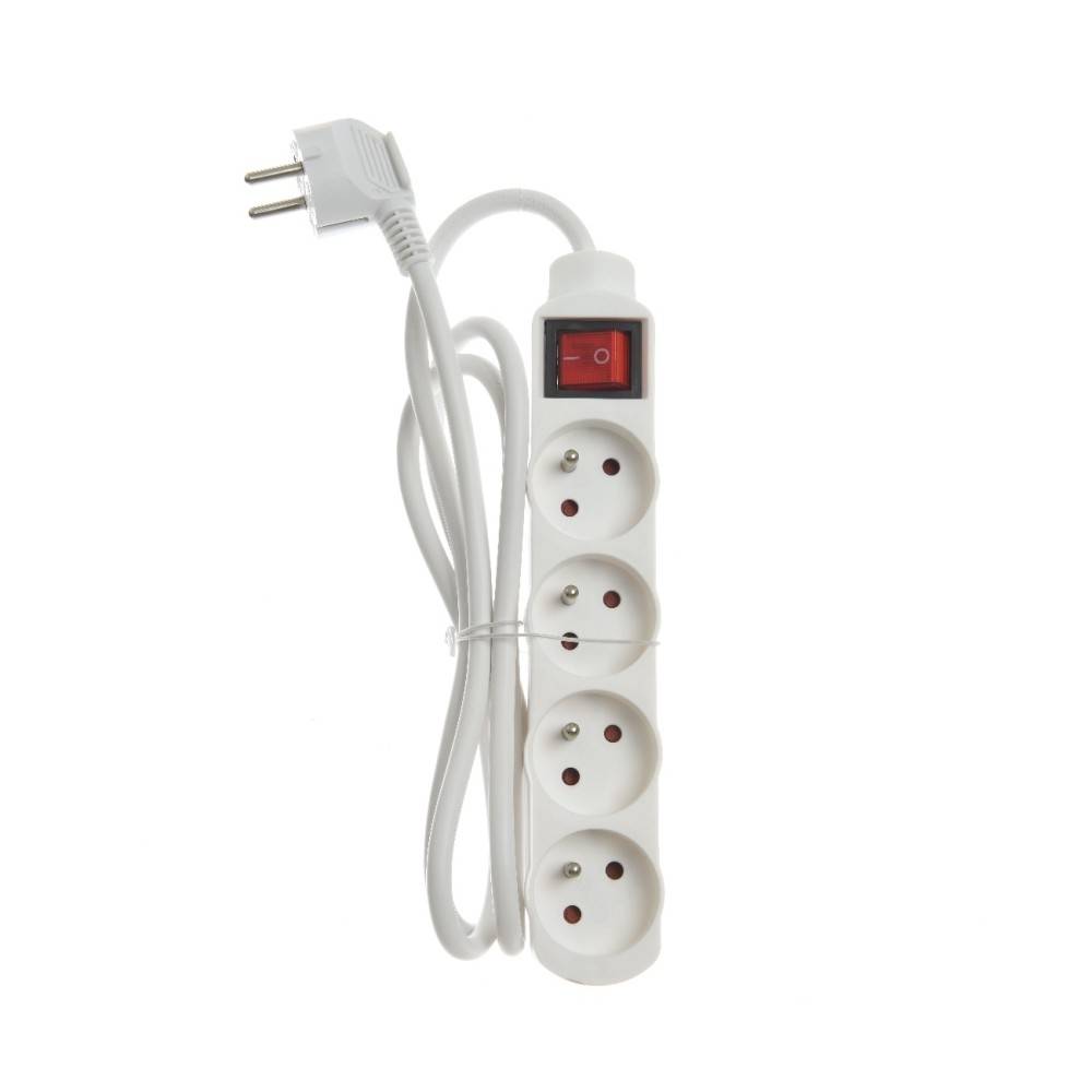Bloc Multiprises pour 4 Appareils Blanc Bloc Multiprises pour 4 Appareils Blanc