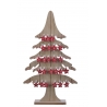 Arbre en bois décoratif avec étoiles rouges, calendrier de l'Avent festif.