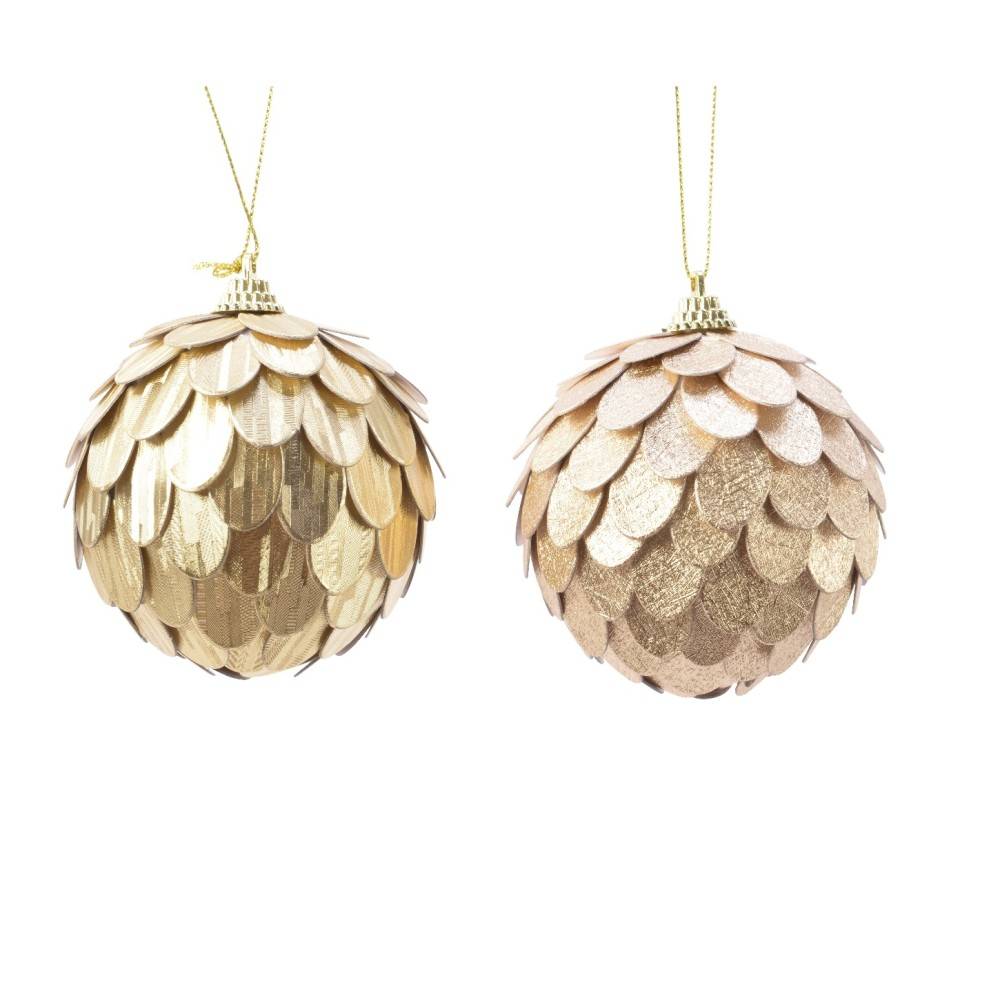 2 Boules de Noël Or Métalisées 2 Boules de Noël Or Métalisées