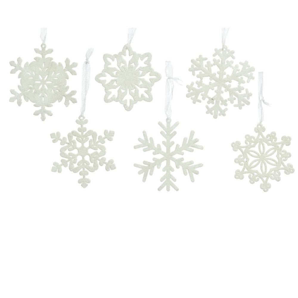 6 Flocons de Neige à Paillettes Argenté 6 Flocons de Neige à Paillettes Argenté