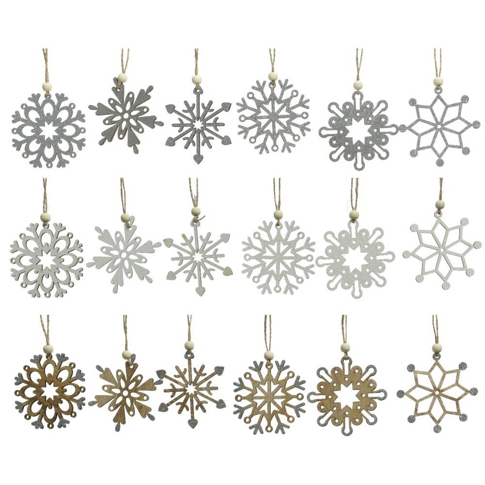 6 Flocons de Neige à Paillettes Argenté 6 Flocons de Neige à Paillettes Argenté