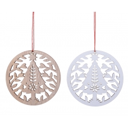 2 Arbre de Noël en Bois Blond et Blanc