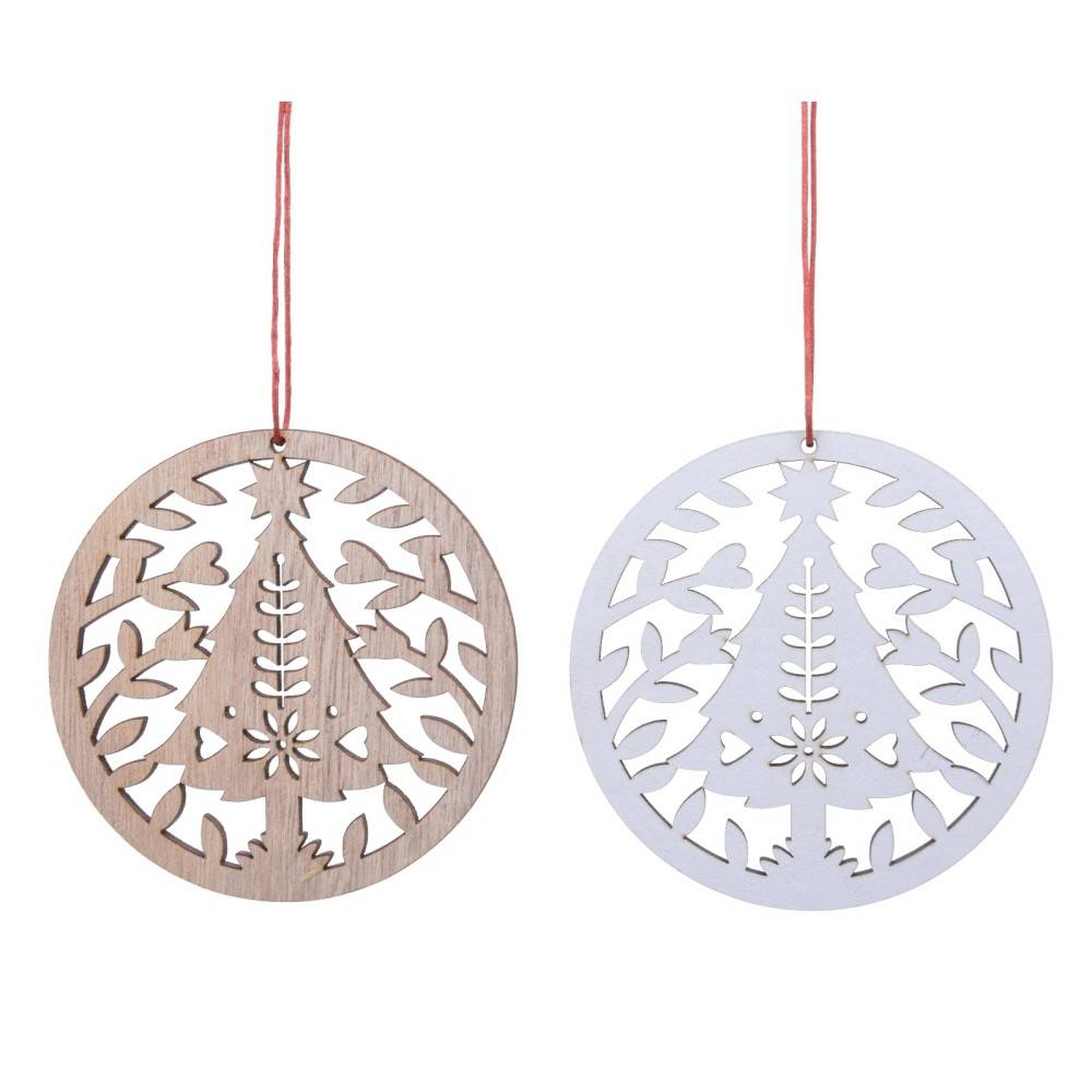 2 Arbre de Noël en Bois Blond et Blanc 2 Arbre de Noël en Bois Blond et Blanc