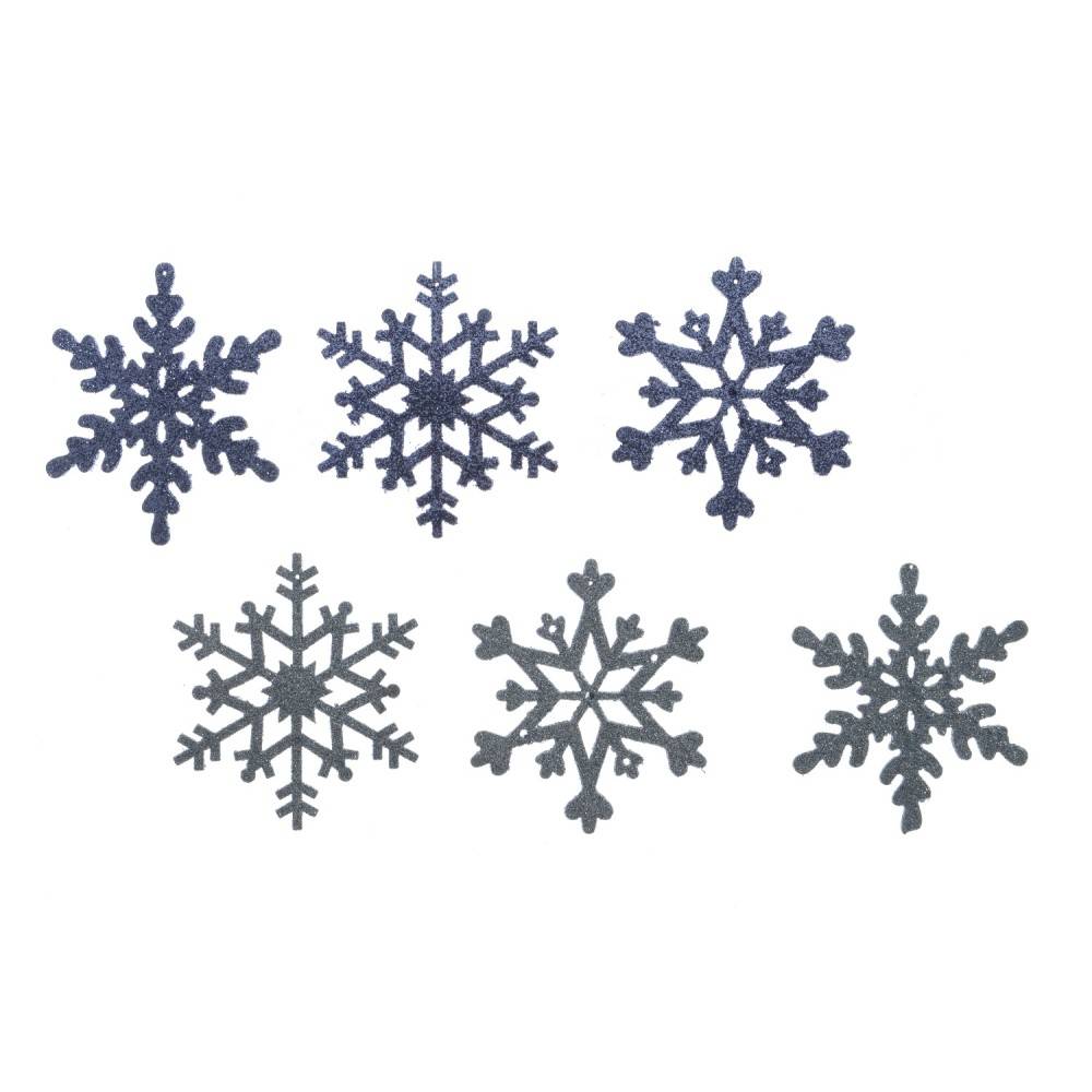 6 Flocons de Neige à Paillettes Argenté 6 Flocons de Neige à Paillettes Argenté
