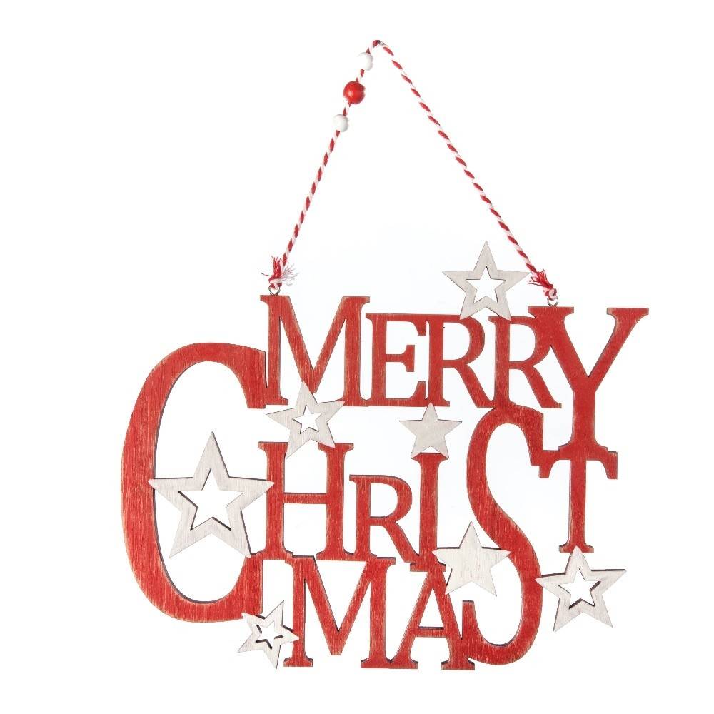 Suspension Merry Xmas Rouge en Bois Suspension Merry Xmas Rouge en Bois