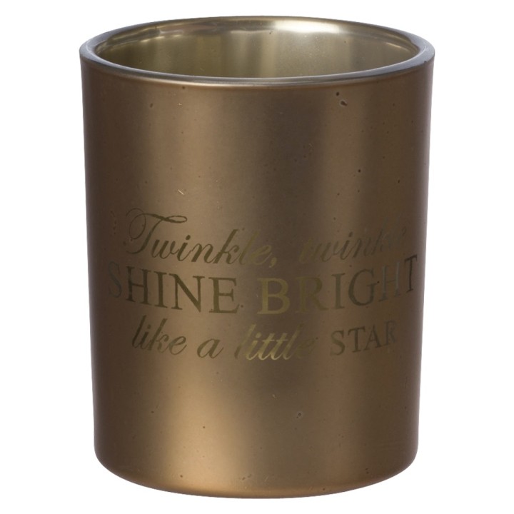 Vase en métal doré, inscription élégante, style moderne et scintillant.