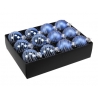 12 boules de noël Bleue lignée