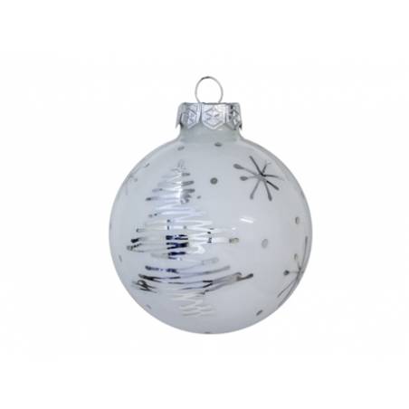 Boule de noël blanche déco argent