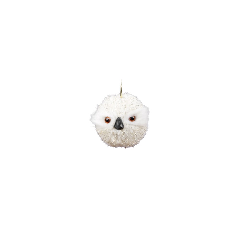 Suspension boule hibou fourrure