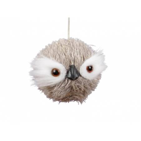 Suspension boule hibou fourrure