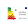 Energielabel met kleuren van A++ tot E, met uitleg over geïntegreerde LED-verlichting. Energielabel met kleuren van A++ tot E, met uitleg over geïntegreerde LED-verlichting.