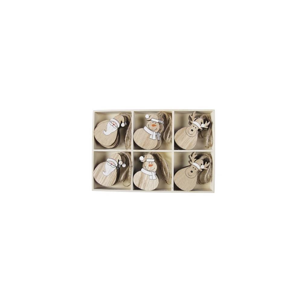 lot de 12 suspensions renne pere noel bonhomme de neige en bois OLI lot de 12 suspensions renne pere noel bonhomme de neige en bois OLI