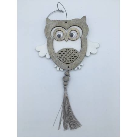 Lot de 2 suspensions hibou en bois OLI