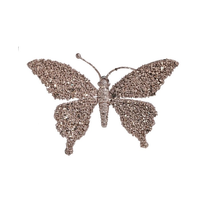 Glinsterende vlinder van fonkelende steentjes in zachte, metallic tinten.