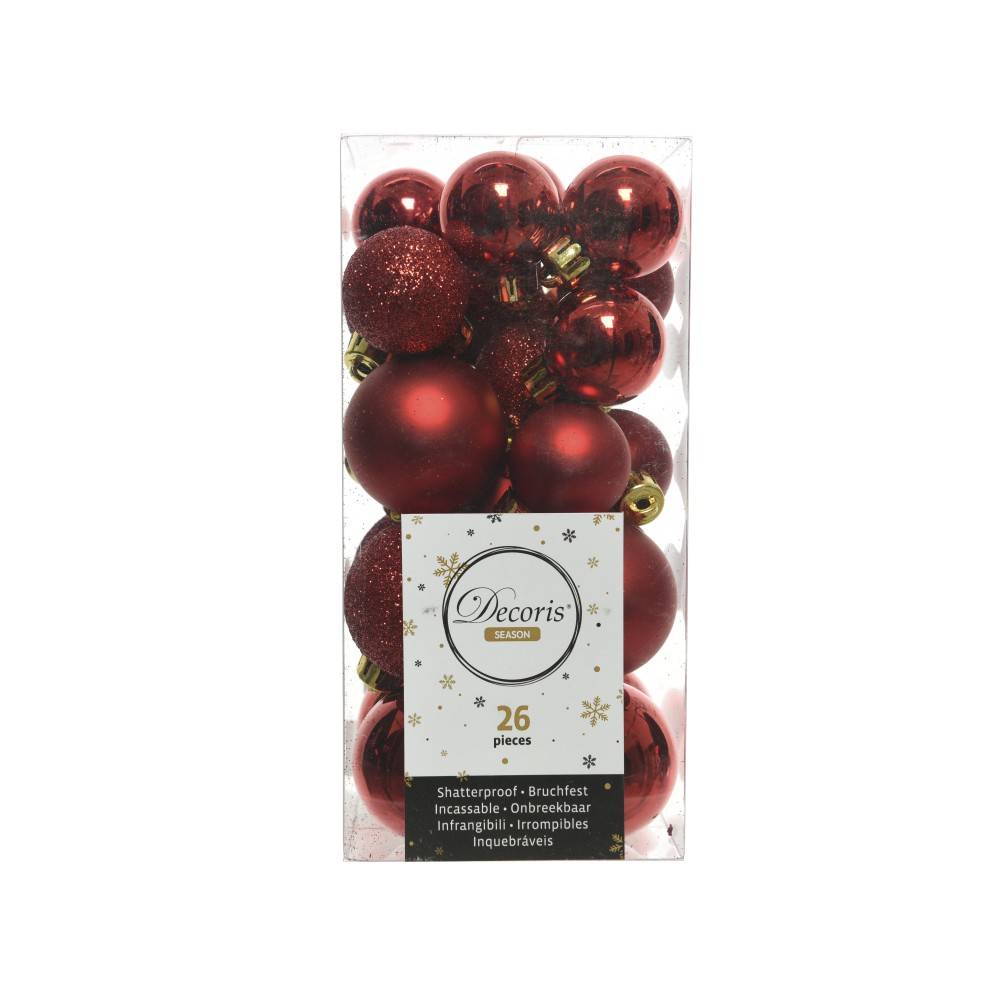 26 boules de noël rouge 4 cm 26 boules de noël rouge 4 cm