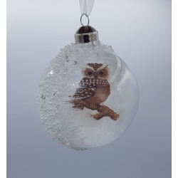 3 wintery white Christmas baubles