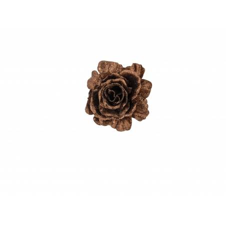 Rose scintillante brune sur clip