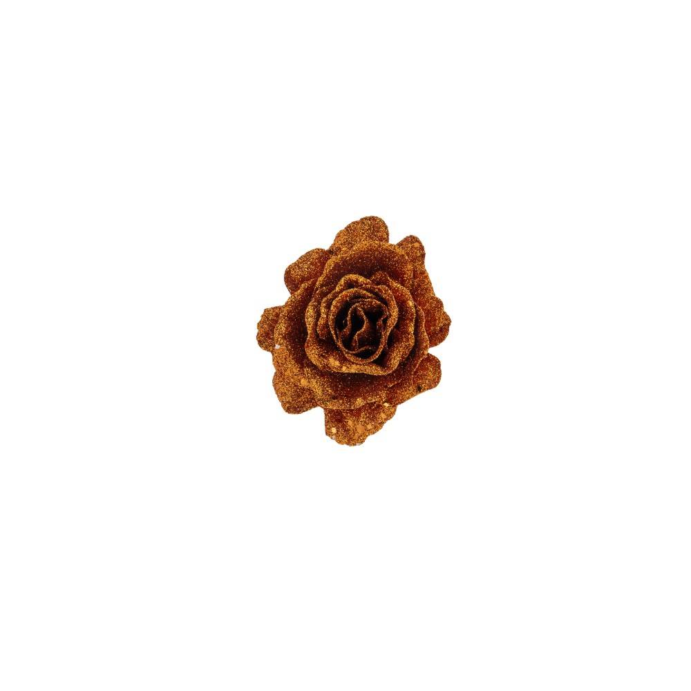 Rose scintillante cuivre sur clip