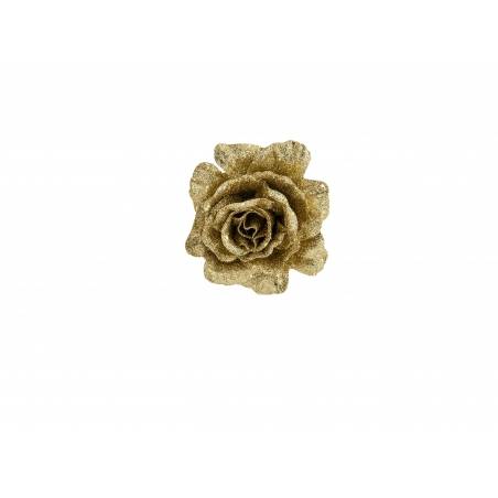 Sparkling golden rose on a clip