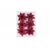 Set van 6 rode kerstrozen met glitter