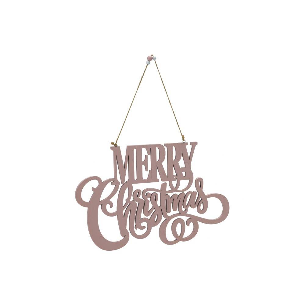Hanging Merry Xmas in pale pink wood