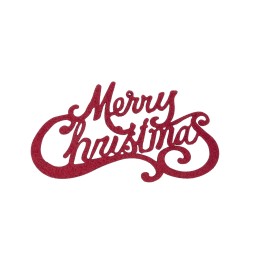 Texte festif "Merry Christmas" en rouge scintillant sur fond blanc.