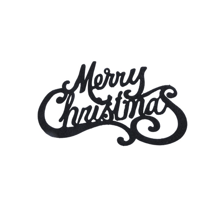 Texte en lettres cursives noires sur fond blanc, exprimant un souhait joyeux de Noël.