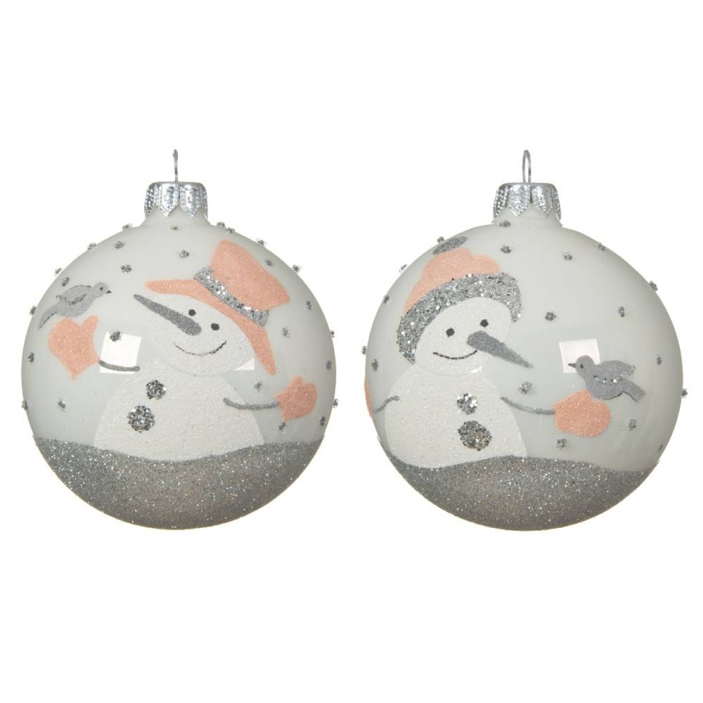 2x3 Boules en verre bonhomme de neige