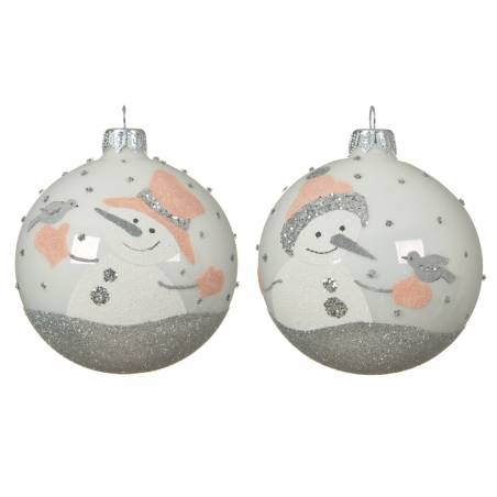 2x3 Snowman glass Christmas baubles