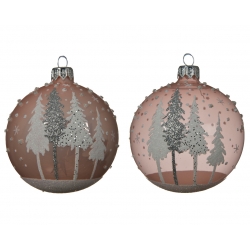 Pink glass baubles with...
