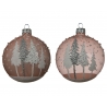 Pink glass baubles with Christmas trees