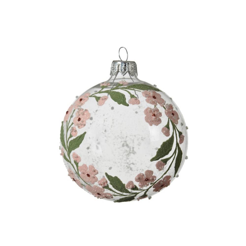 Flower wreath glass bauble