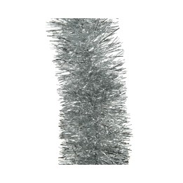 Glanzende zilveren slinger met sprankelende vezels, perfect voor feestelijke decoratie.